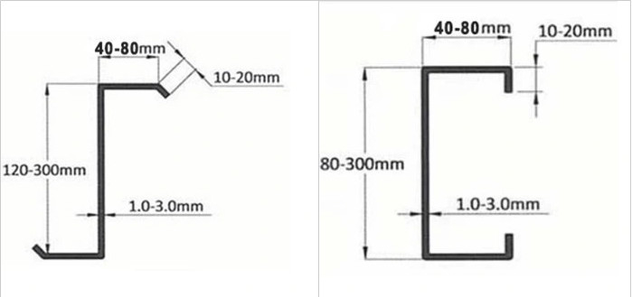 80-350 CZ Máquina de moldagem de rolos de purlin com sistema de controlo PLC e modo de corte hidráulico
