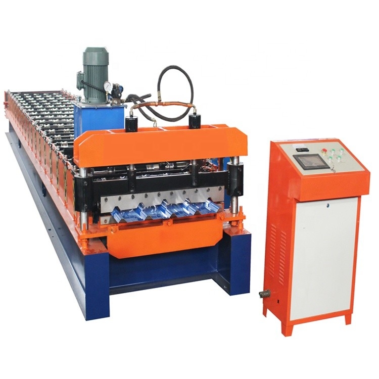 Tipo 5 rolo do trapézio de Rib Hydraulic Cutting Roof Tile que forma o controle do PLC da máquina