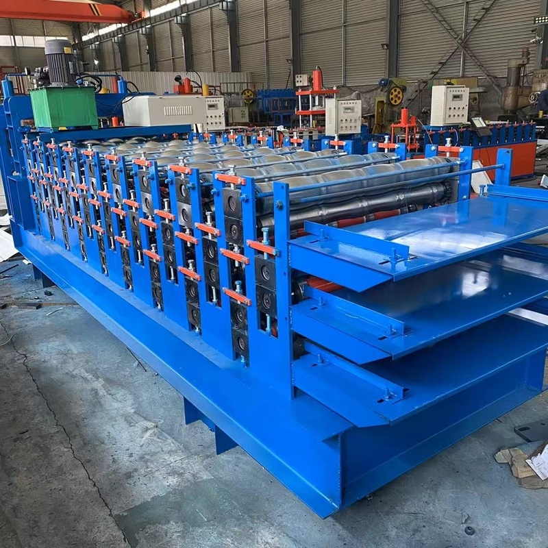 8.5*1.5*1.75m três de telhado camadas do rolo da telha que forma a máquina com 13-18 estações