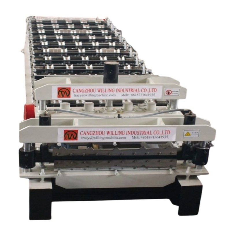 Plc controle 0,3-0,6mm Máquina de formação de rolos de camada dupla 15m/min Para Ppgi painel de telhado