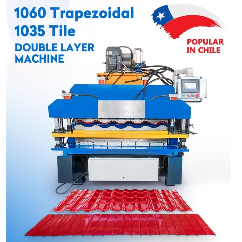 Fábrica direta de aço galvanizado PV4-Ondulado Dupla camada de telhado metálico Ibr caixa de perfil de telhado folha de azulejo frio fazer rolos máquina de formação para o Chile