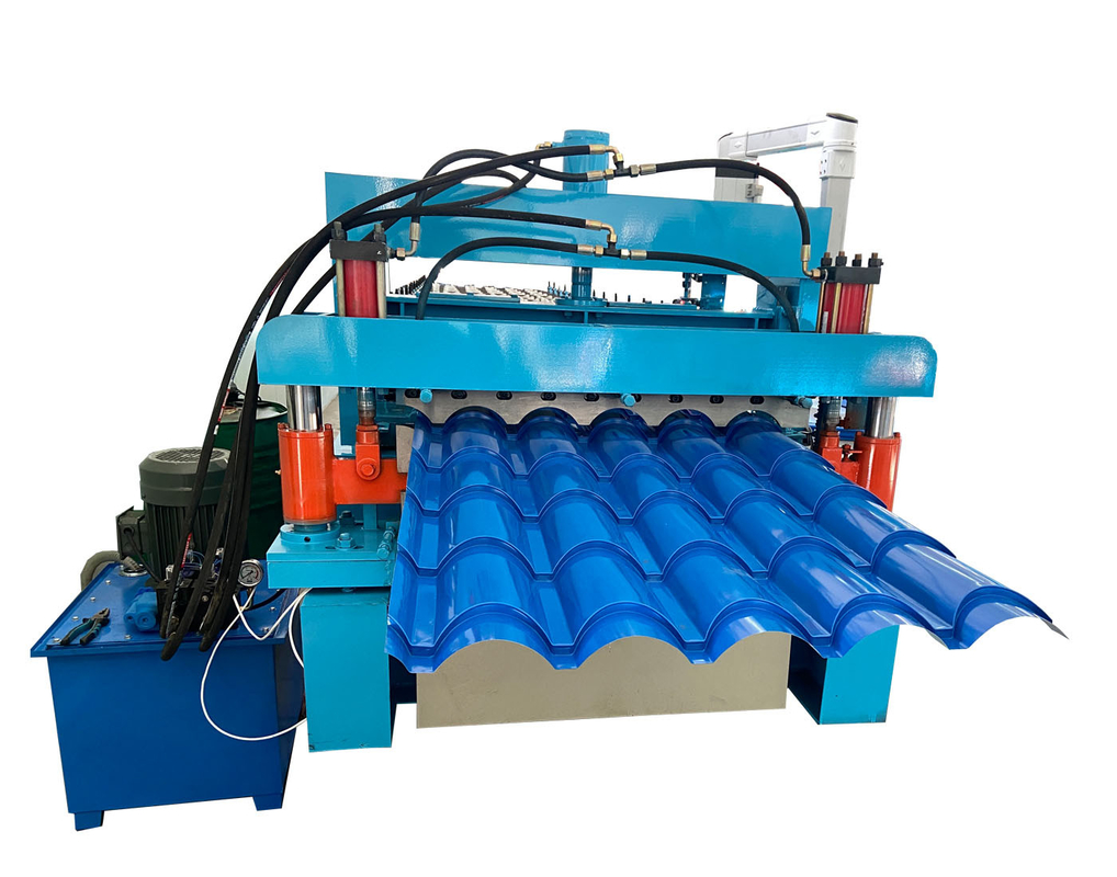 Máquina de fabricação de azulejos de telhado de aço de 5V corrugado personalizável Máquina de fabricação de rolos a frio de telhado de camada dupla