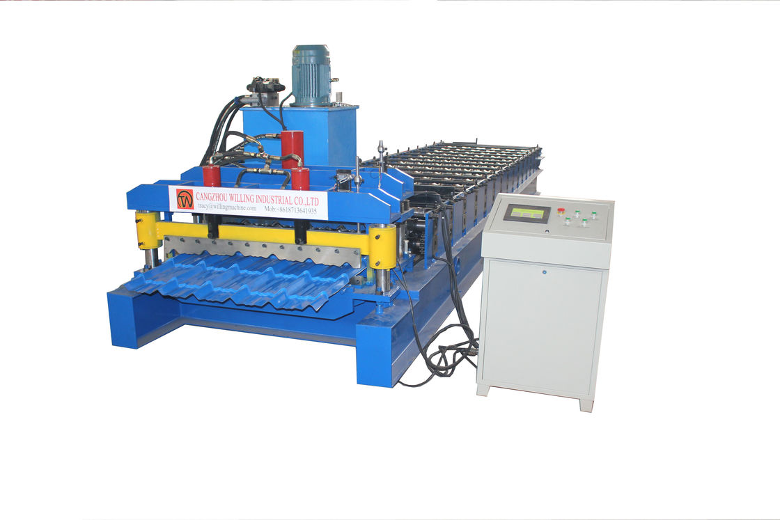 Motor hidráulico rolo vitrificado da telha que forma a máquina 3-4m/eficiência elevada mínima