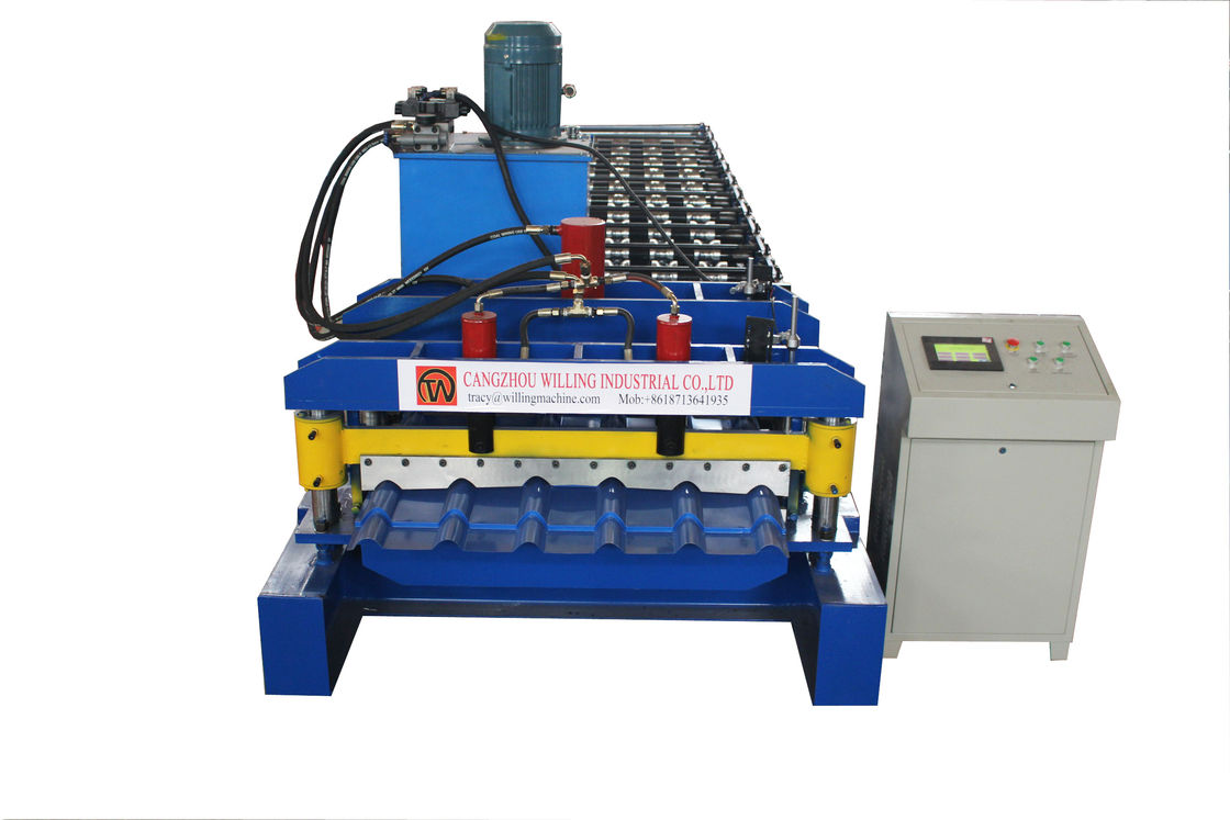 Rolo vitrificado de aço da telha da cor do controle do PLC que forma o tipo da telha da etapa da máquina