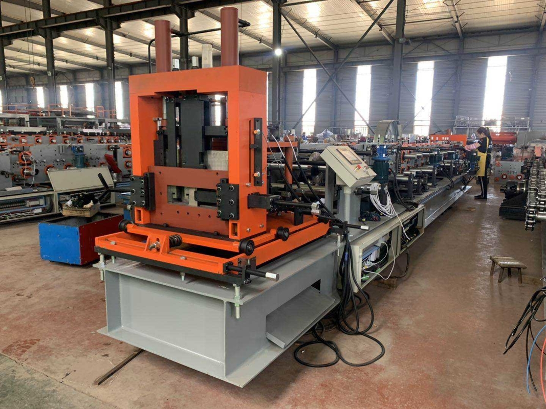 80-350 CZ Máquina de moldagem de rolos de purlin com sistema de controlo PLC e modo de corte hidráulico