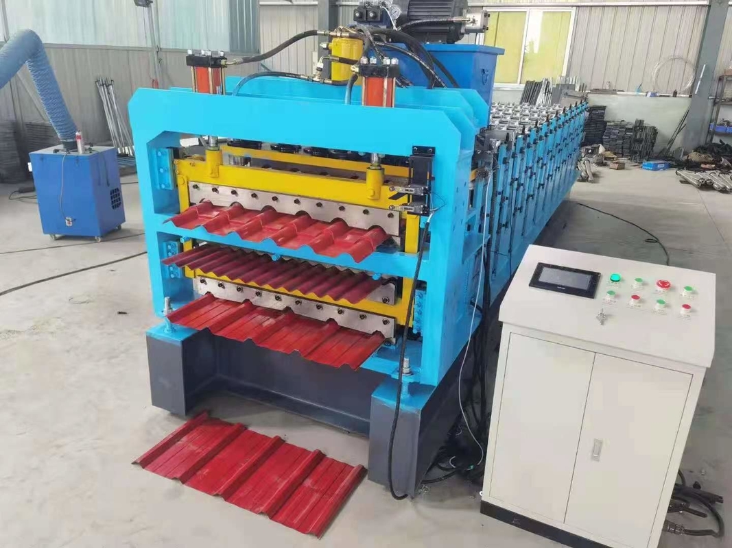 Rolo de aço da cor ondulada de três camadas que forma a máquina completamente automática