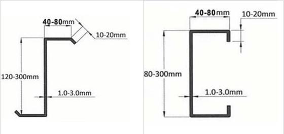 80-350 CZ Máquina de moldagem de rolos de purlin com sistema de controlo PLC e modo de corte hidráulico