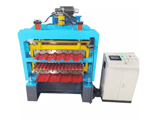 Máquina de moldagem de painéis de telhado de material de construção personalizado com potência de corte de 5,5 kW e corte hidráulico