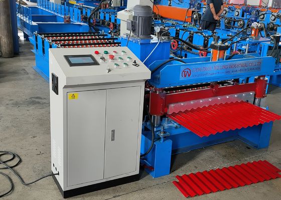 Rolo ondulado da telha de telhado do écran sensível de 840mm que forma a máquina