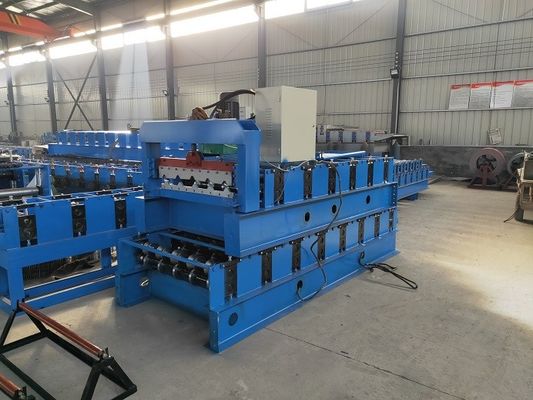 Trapézio 760mm rolo da telha de telhado do PLC de 5 reforços que forma a máquina